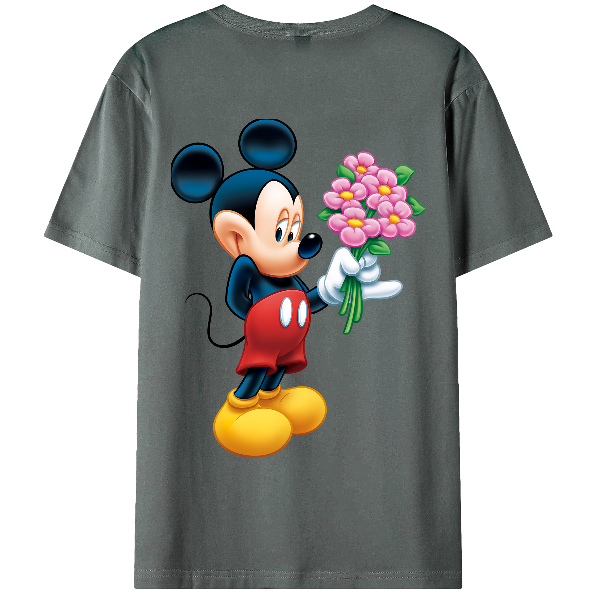 （画像用） ミッキーマウス Mickey Mouse 綿100％ メンズ半袖Tシャツ（バックプリント） 通気性